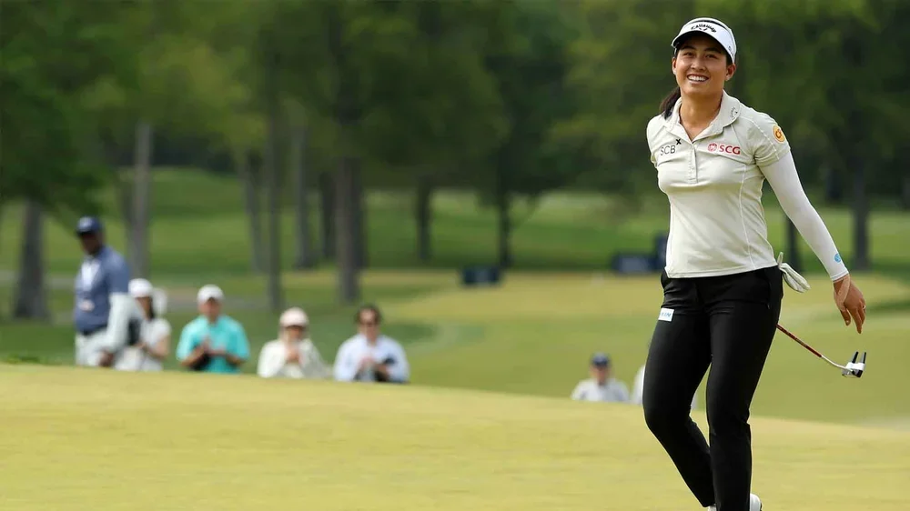 Jeeno Thitikul reacts to her winning putt at Mizuho Americas Open